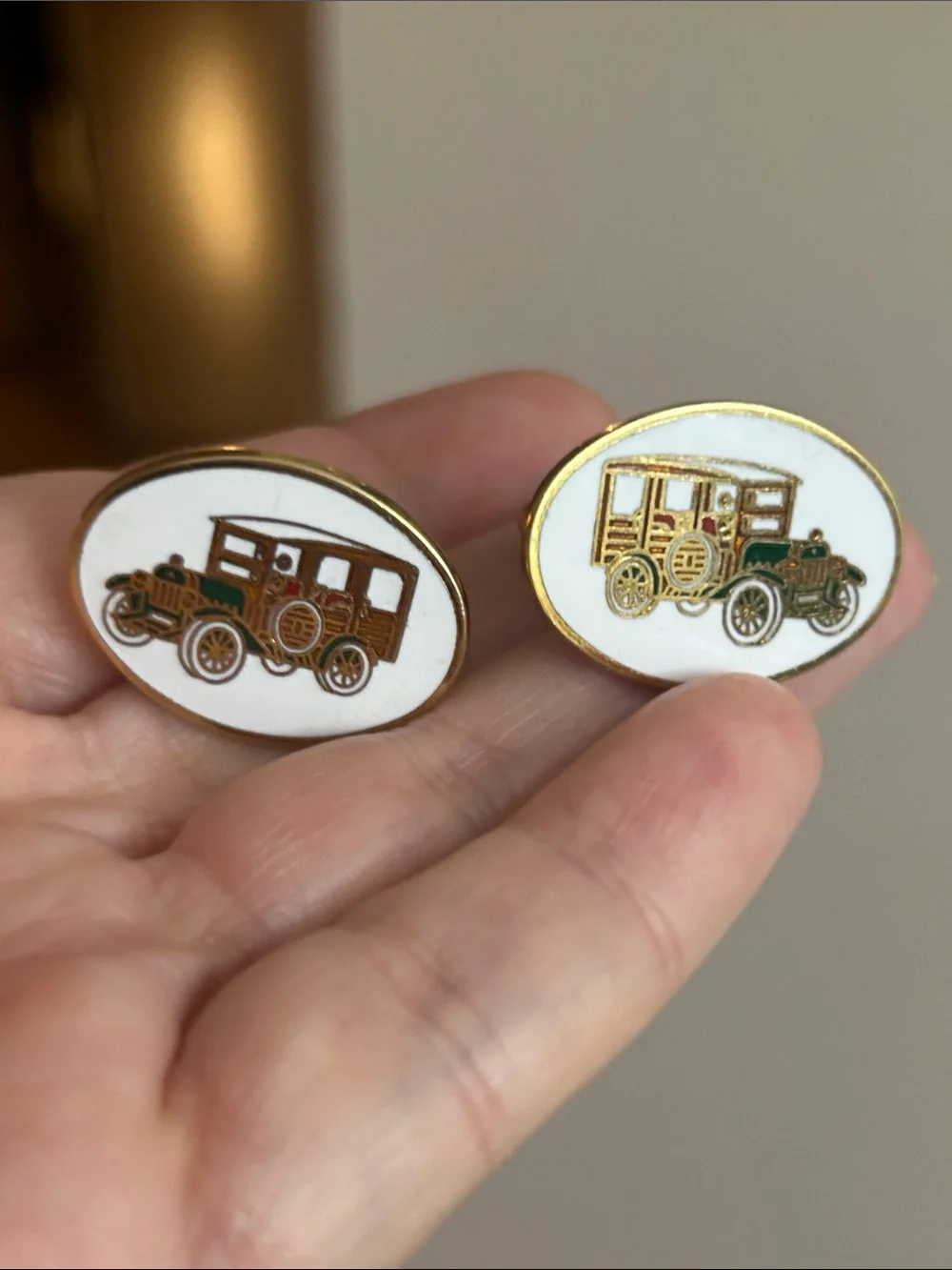 Vintage 1970’s Avon Enameled Antique Automobiles Cuff Links